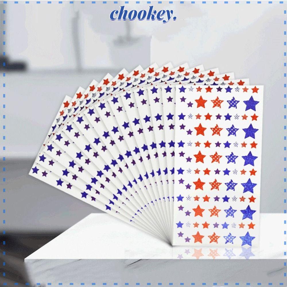 CHOOKEY Bộ 10 Tờ 900 Miếng Dán Trang Trí Hình Ngôi Sao Lấp Lánh