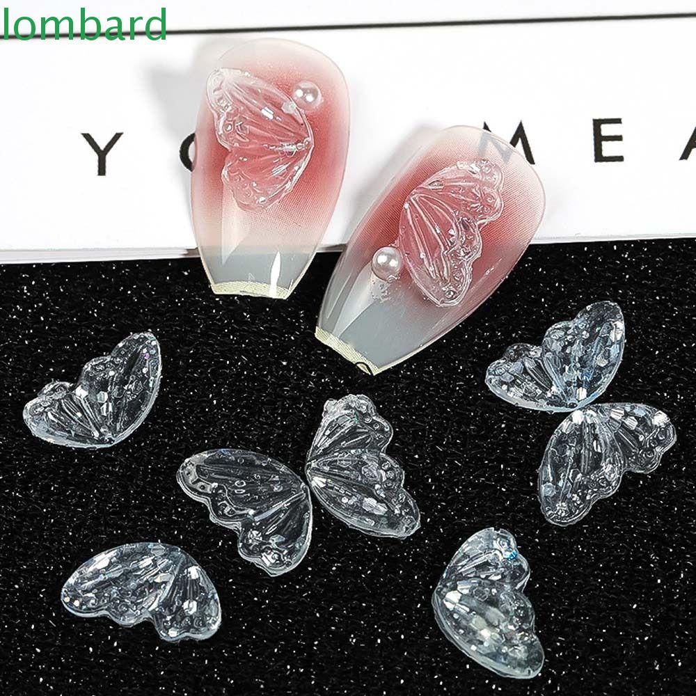 LOMBARD Phụ Kiện Trang Trí Móng Tay Hình Bướm 3D Phong Cách Hàn Quốc Xinh Xắn