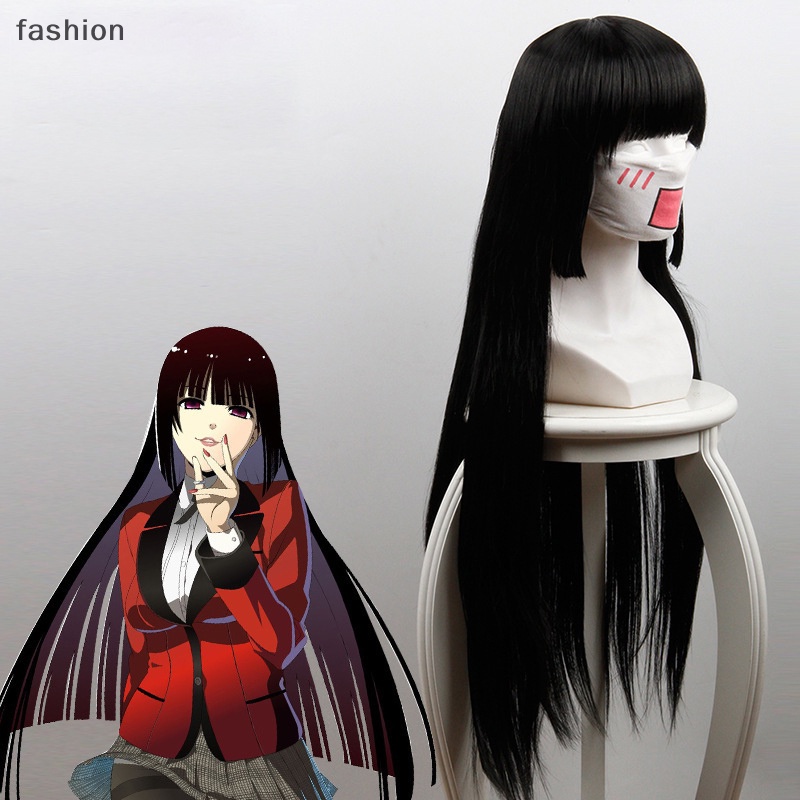 Anime nhân vật hoạt hình jabami yumeko đen dài thẳng tóc giả cosplay bên VN