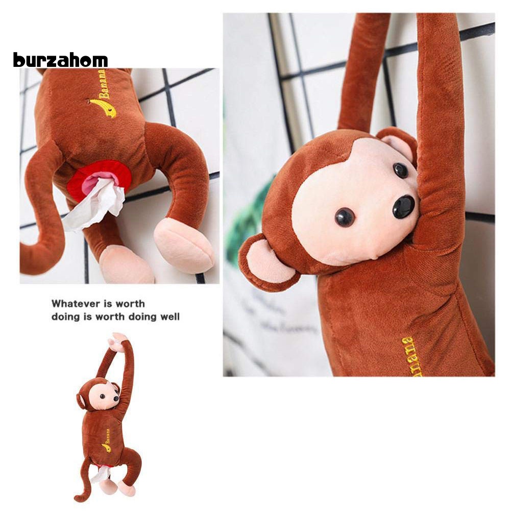 Hộp Đựng Khăn Giấy Hình Khỉ Nhồi Bông Đáng Yêu Treo Trang Trí Nội Thất Xe Ô Tô