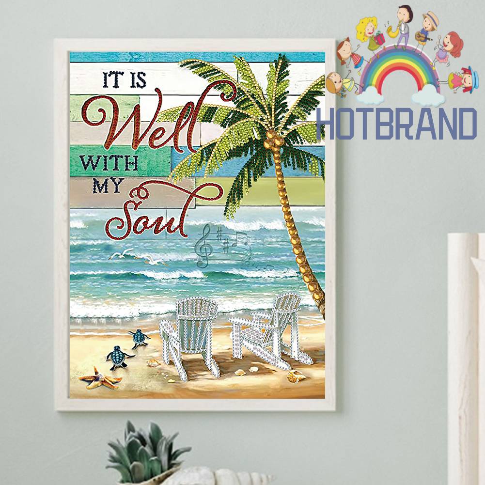 Bộ Tranh Đính Đá 5D Tự Làm Hình Bờ Biển Trang Trí Nhà Cửa