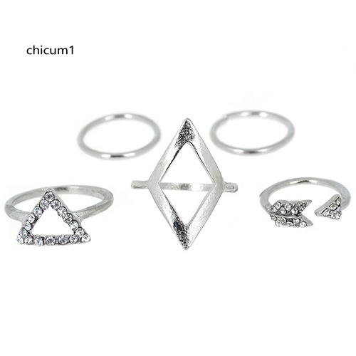 Set 5 Nhẫn Đốt Ngón Tay Đính Đá Phong Cách Boho