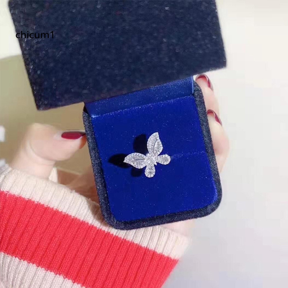 Nhẫn Hợp Kim Hình Bướm Đính Đá Zircon Phong Cách Vintage Cho Nữ