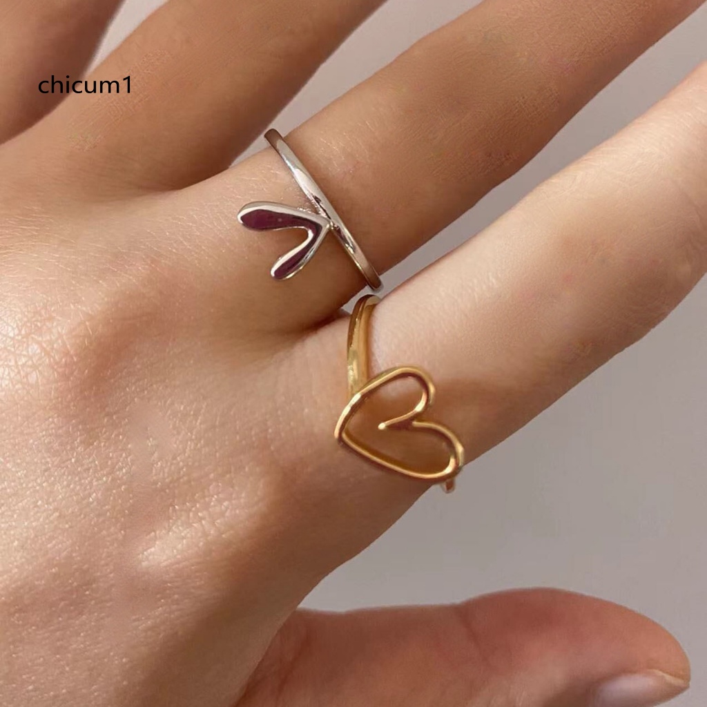 1 Set Nhẫn Đeo Tay Hình Trái Tim Thời Trang Dành Cho Nữ