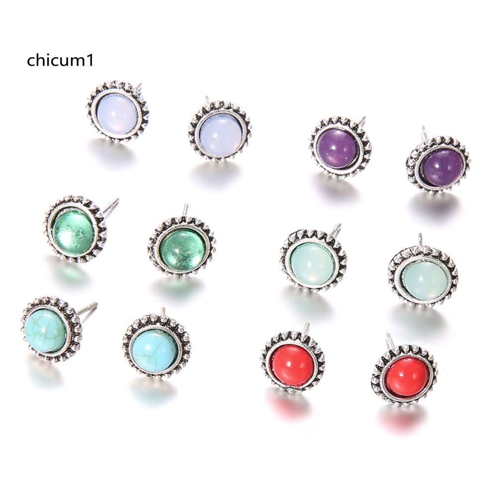 Set 6 Cặp Hoa Tai Phong Cách Vintage Thời Trang Cho Nữ