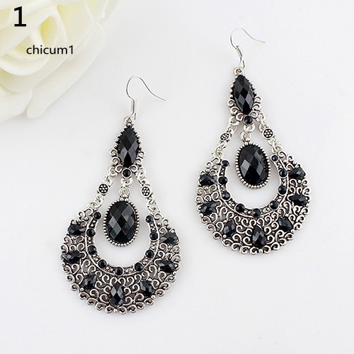 Khuyên Tai Đính Đá Hình Giọt Nước Thời Trang