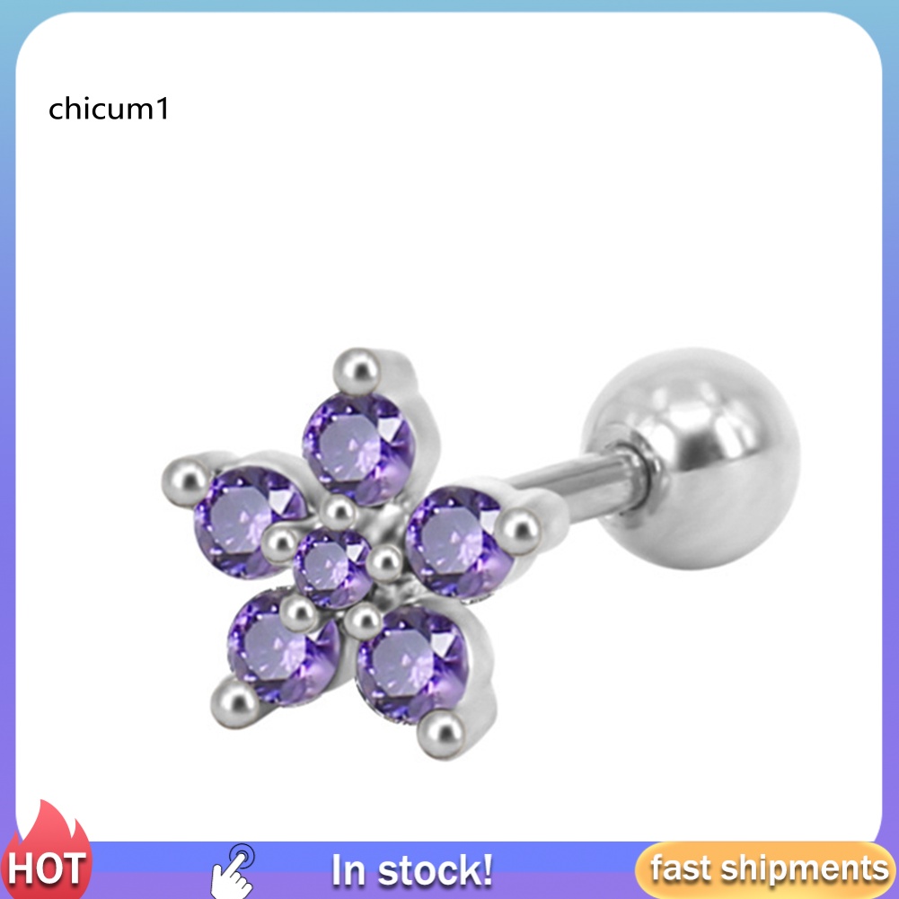 1 Khuyên Xỏ Vành Tai Đính Đá Zircon Thời Trang Nữ