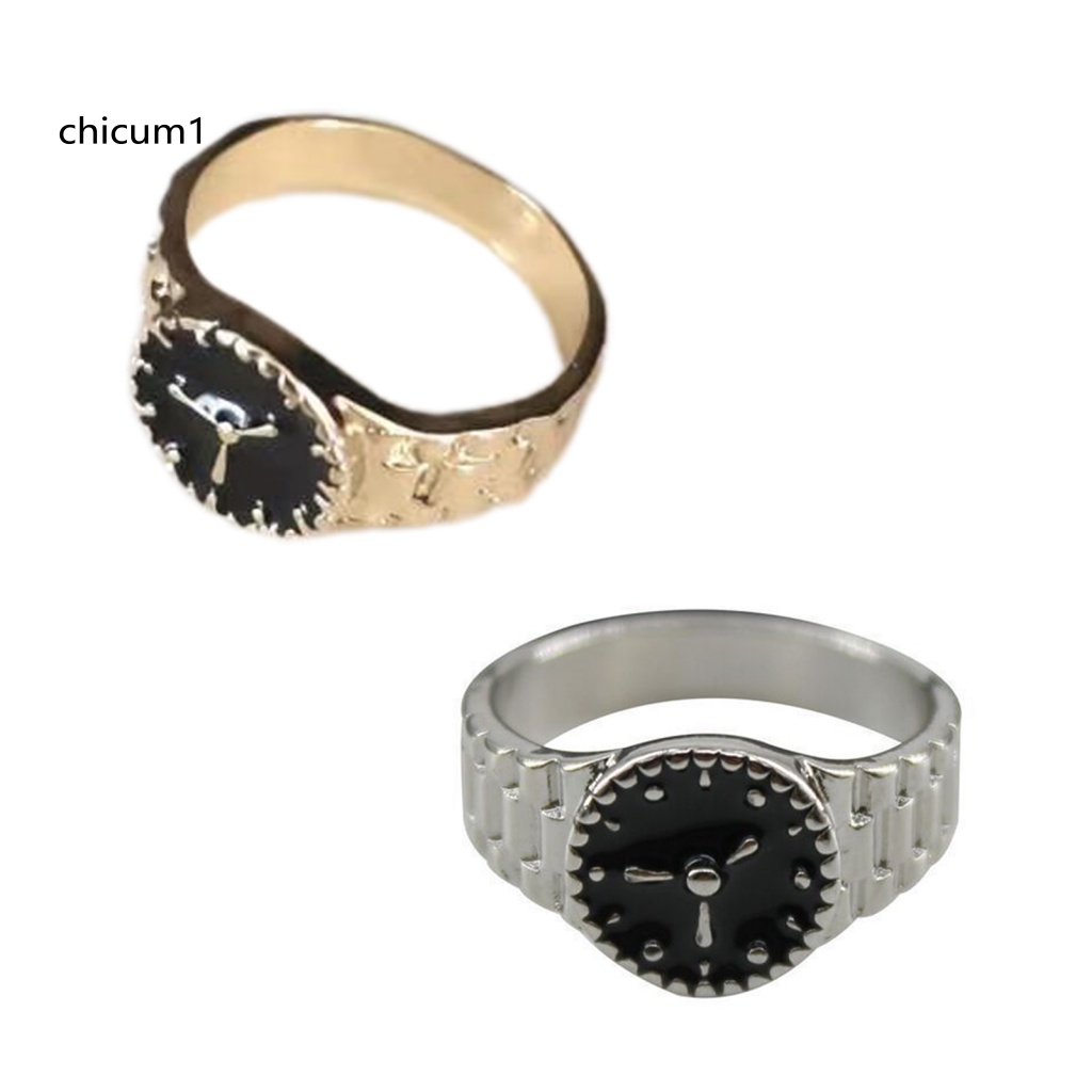 Nhẫn Hình Đồng Hồ Sáng Bóng Phong Cách Ins Cho Tiệc Tùng