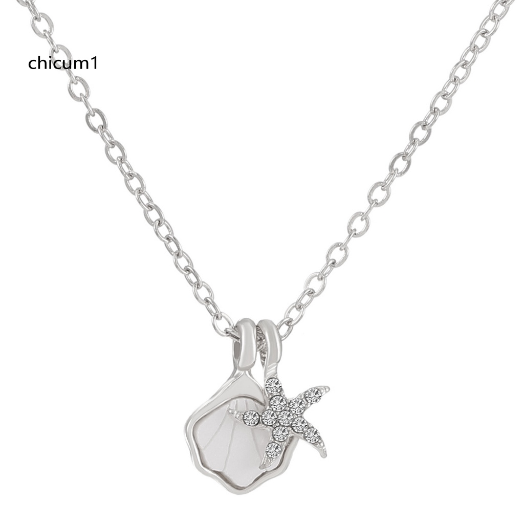 Vòng cổ Hợp Kim Mặt Hình Vỏ Sò Đính Đá Thời Trang Cho Nữ