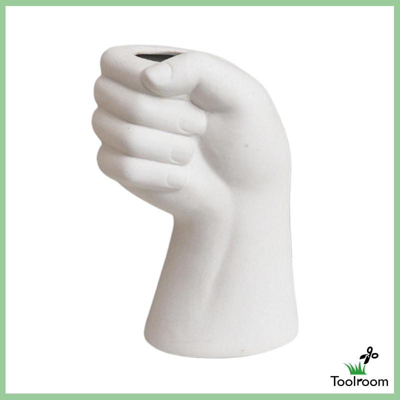 Lọ Hoa Bằng Gốm Hình Cánh Tay Người Màu Trắng Dùng Trang Trí