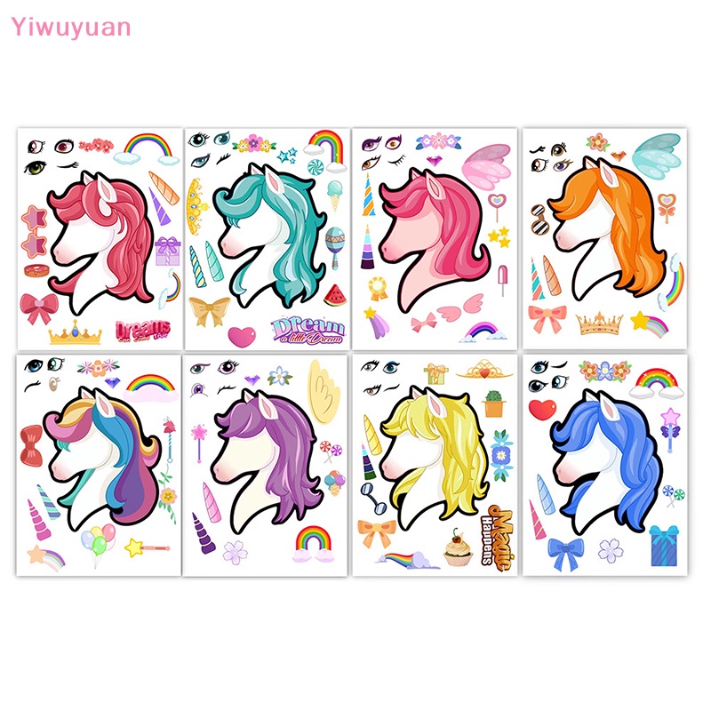 8 Miếng Dán Xếp Hình Kỳ Lân Dễ Thương Cho Bé