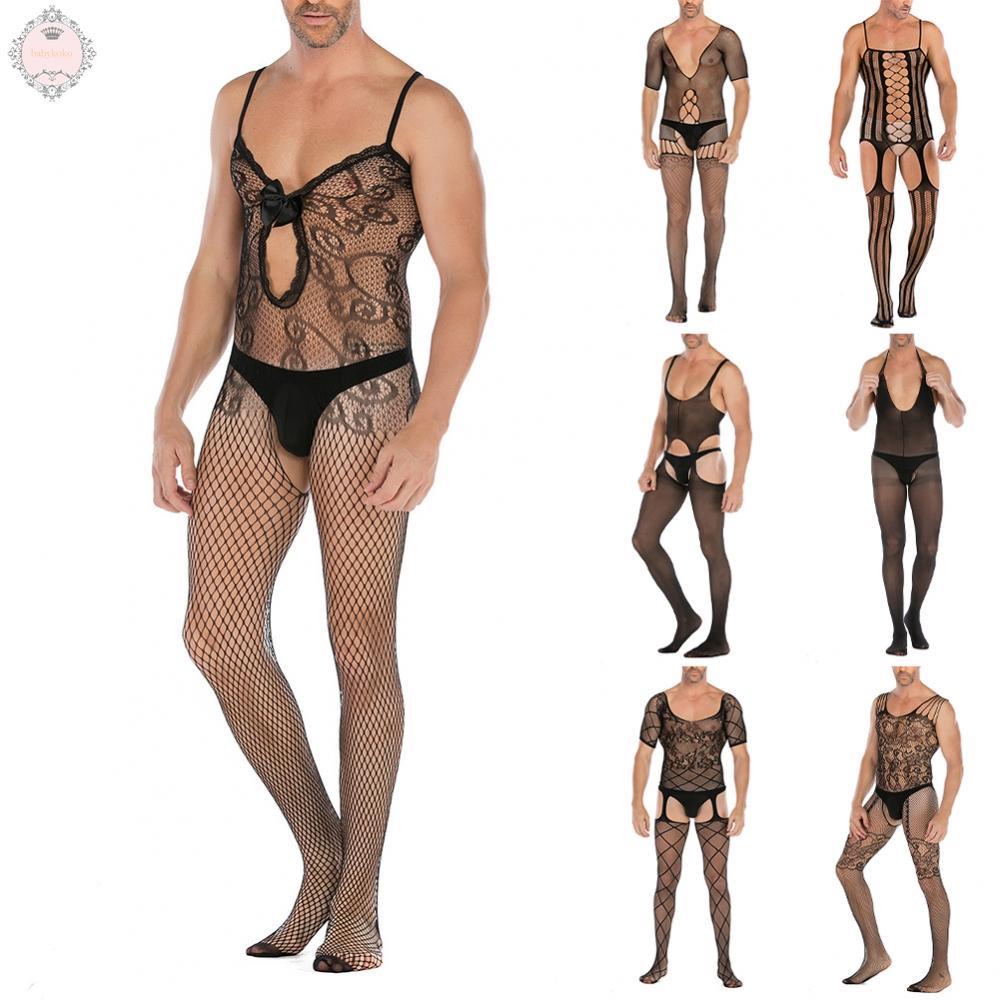 Jumpsuits Full Body Mesh Hollow Out Man Mesh Sheer Transparent Underwear