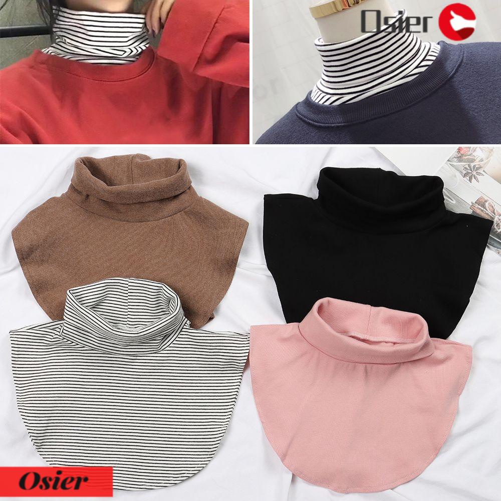 OSIER1 Khăn Choàng Cổ Dệt Kim Màu Trơn Có Gân Có Thể Tháo Rời Thời Trang