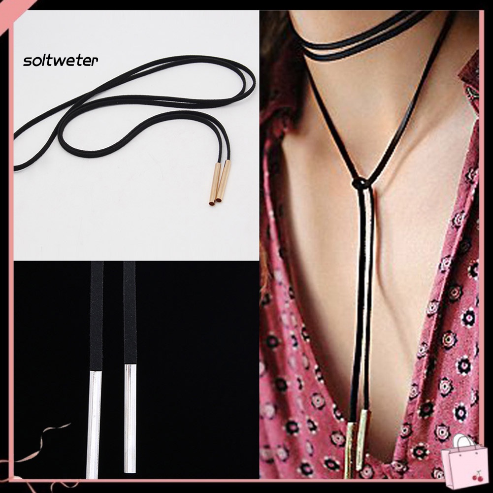 Vòng Cổ Choker Giả Da Màu Đen Phong Cách Boho Quyến Rũ