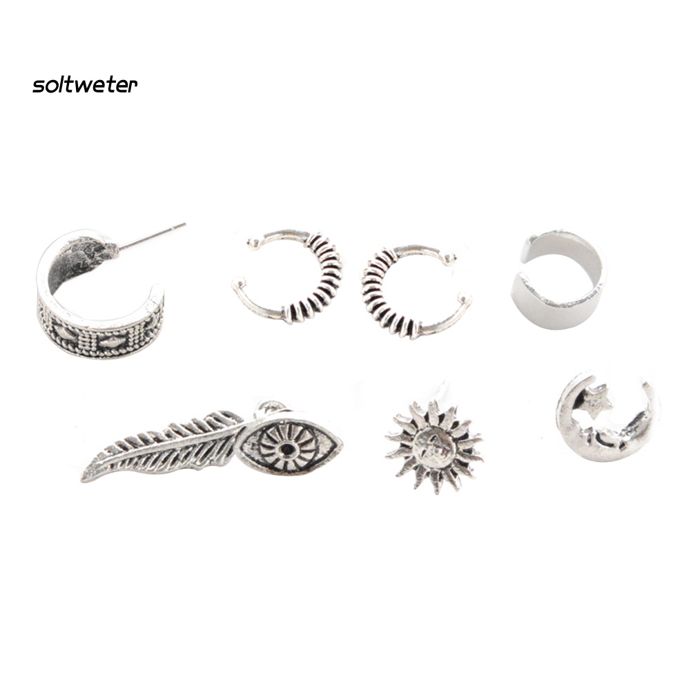 Khuyên Vành Tai Đính Lông Vũ Phong Cách Boho Cổ Điển