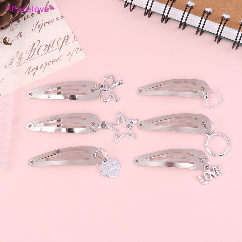 Set 2 Kẹp Tóc Kim Loại Đính Mặt Ngọt Ngào Cá Tính Cho Nữ Mới