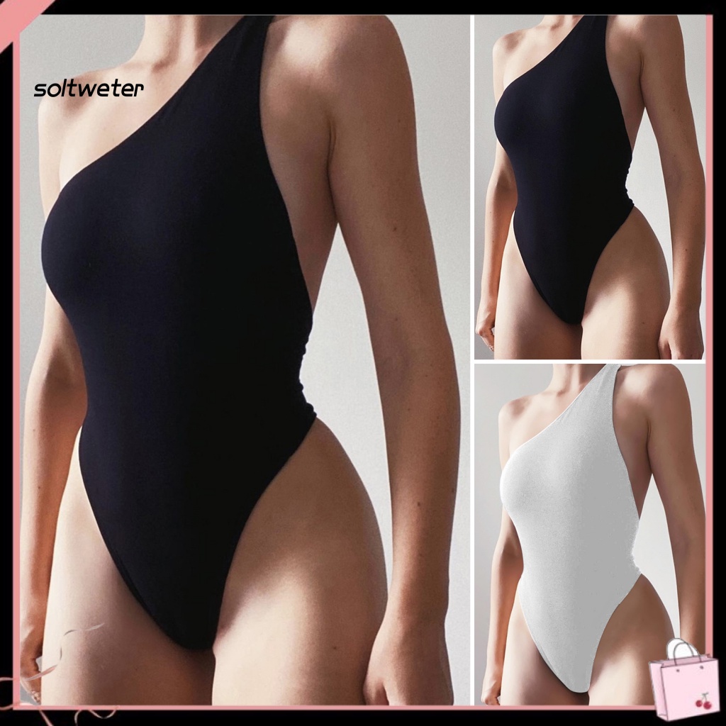 Bộ Đồ Bơi Một Mảnh Màu Trơn Trễ Vai Gợi Cảm Cho Nữ