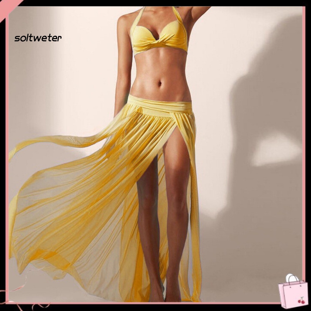 Vỏ Bọc Bikini Dạng Lưới Bán Nguyệt Co Giãn Màu Trơn Thích Hợp Đi Nghỉ Mát