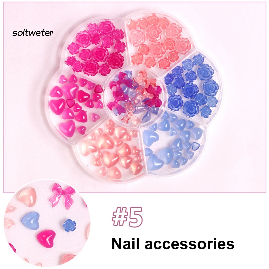 Bộ Phụ Kiện Đá Đính Trang Trí Móng Nghệ Thuật Hình Gấu / Nơ / Trái Tim