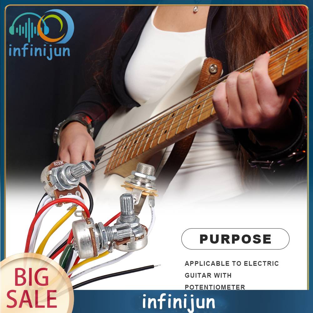 Bộ Phận Nhận Tín Hiệu Âm Thanh Bass 250K 1V1T Có Dây Cho Đàn Guitar Điện