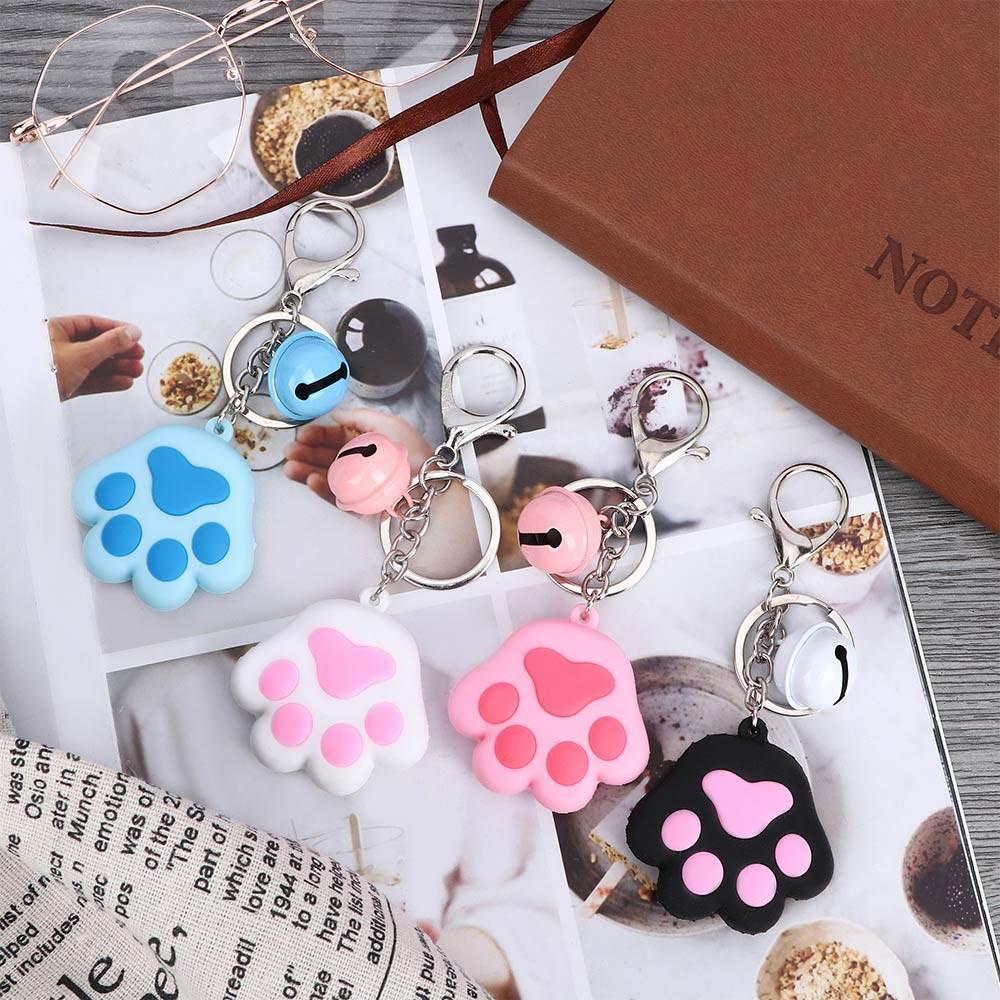 Móc Khóa Hình Chân Mèo 3D Dễ Thương Có Chuông Và Giá Đỡ