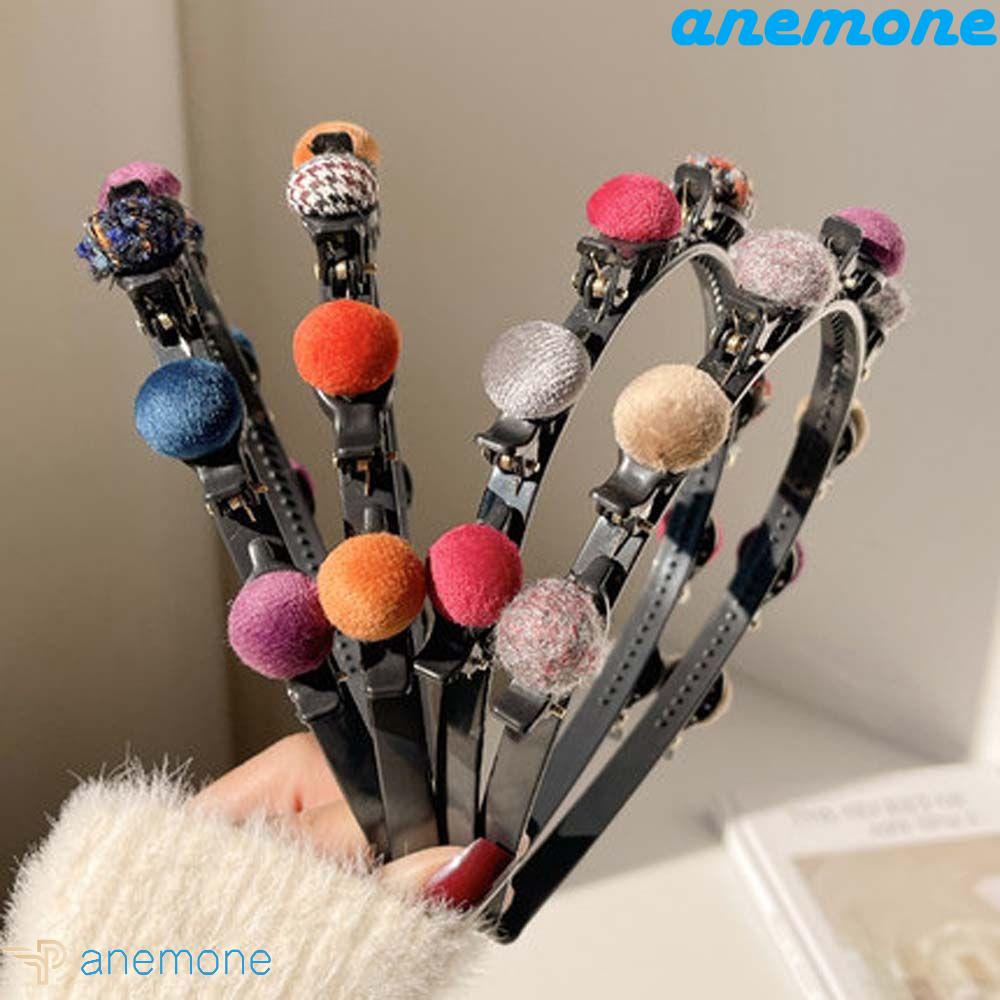 ANEMONE Băng Đô Cài Tóc Vải Nhung Gắn Quả Bông Xinh Xắn Cho Nữ