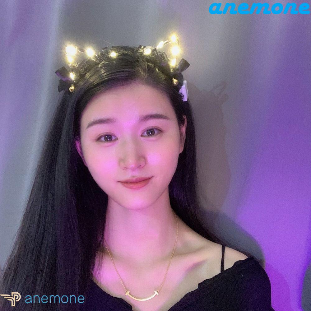 ANEMONE Băng Đô Tai Thỏ Có Đèn LED Dễ Thương