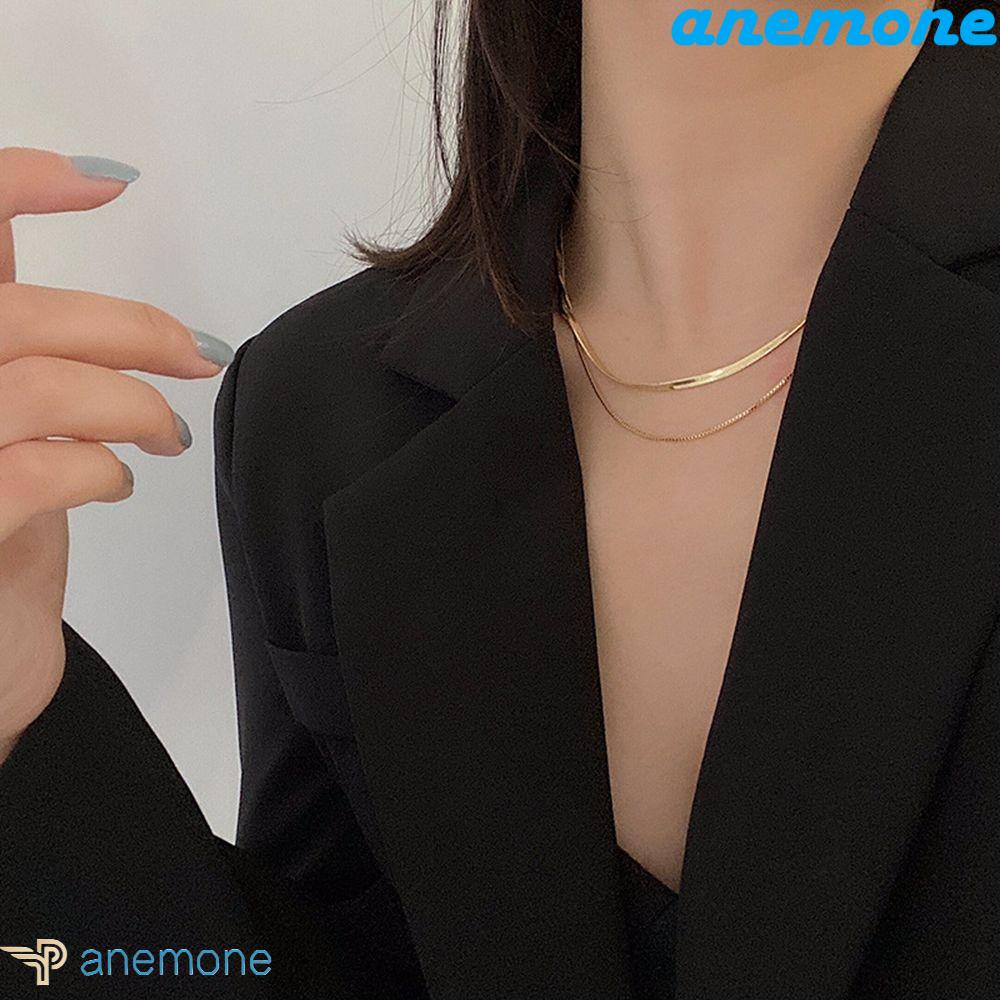 ANEMONE Vòng cổ Hai Lớp Bằng Hợp Kim Phong Cách Hàn Quốc Thanh Lịch