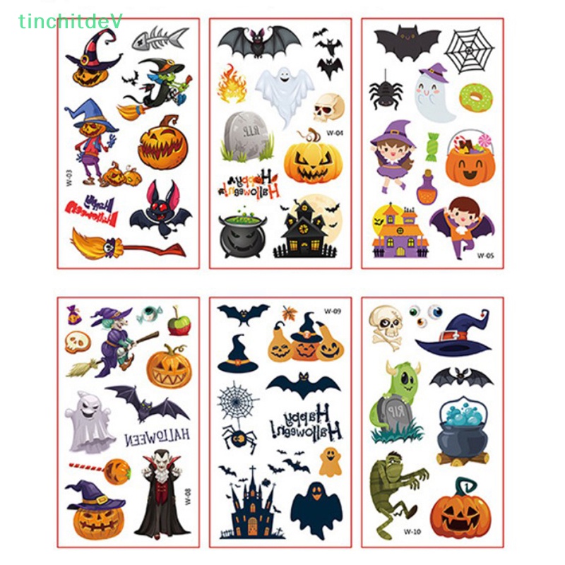 Bộ 10 Hình Xăm Dán Chống Nước Phong Cách Halloween Dành Cho Trẻ Em