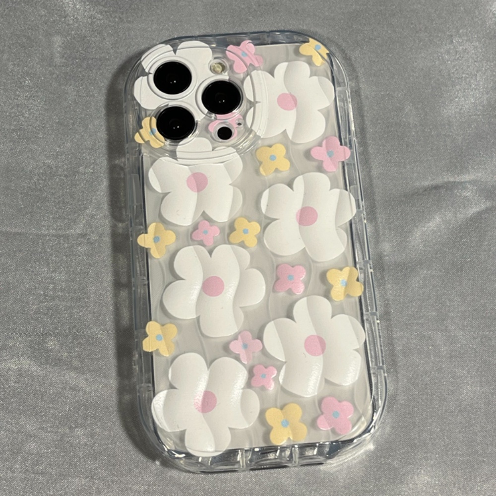 Ốp Điện Thoại TPU Dẻo Họa Tiết Hoa Màu Hồng Kèm Giá Đỡ Chống Bụi Bẩn &amp; Rơi Cho IPhone 11 12 13 14 Pro Max