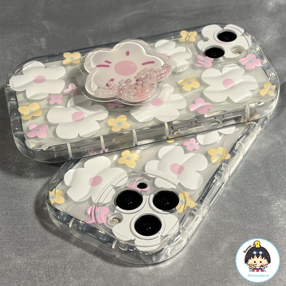 Ốp Điện Thoại TPU Dẻo Họa Tiết Hoa Màu Hồng Kèm Giá Đỡ Chống Bụi Bẩn &amp; Rơi Cho IPhone 11 12 13 14 Pro Max