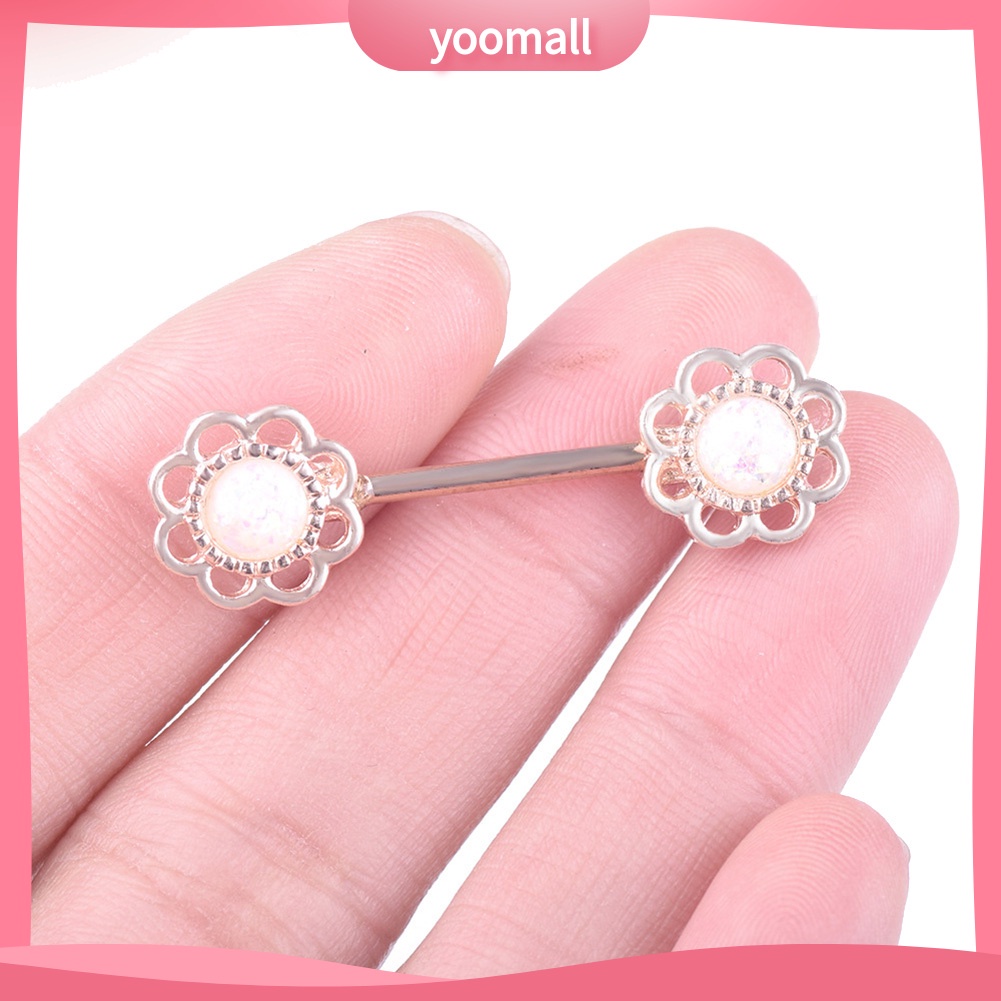 1 Khuyên Xỏ Cơ Thể Bằng Thép Không Gỉ Hình Bông Hoa