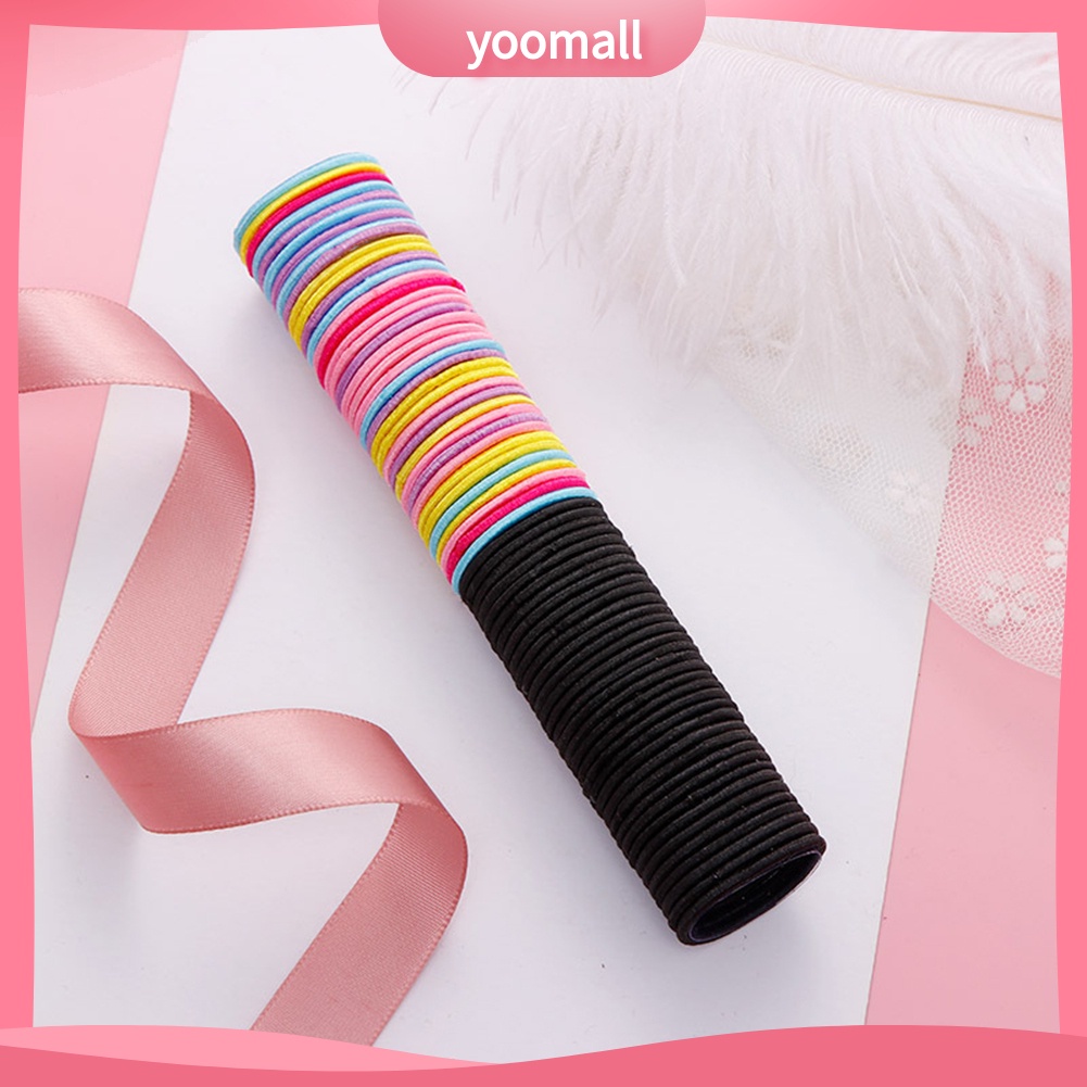 Set 50 Dây Cột Tóc Co Giãn Trang Trí Hình Nơ Xinh Xắn Cho Nữ