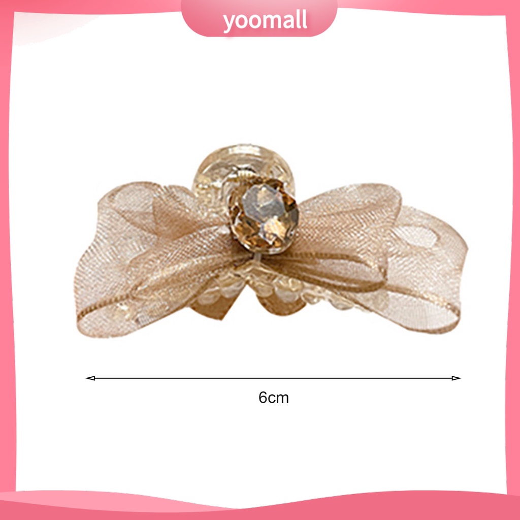 [YM] Kẹp Tóc Hình Nơ Đính Đá Hai Mặt Nhỏ Co Giãn Chống Trượt Trang Trí Tóc Tạo Kiểu Cho Nữ