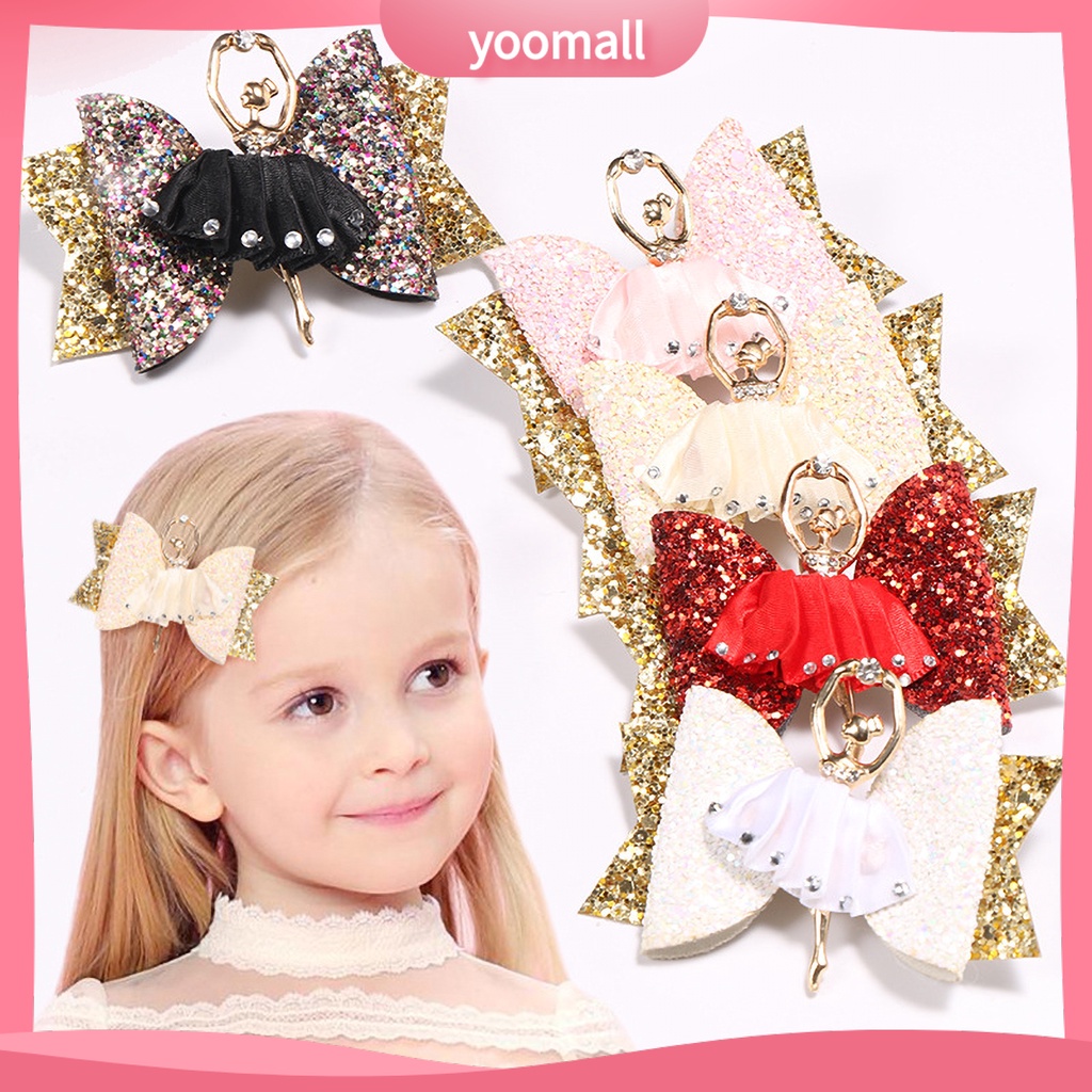 Kẹp Tóc Hình Nơ Đính Kim Sa Lấp Lánh Dễ Thương Cho Bé Gái