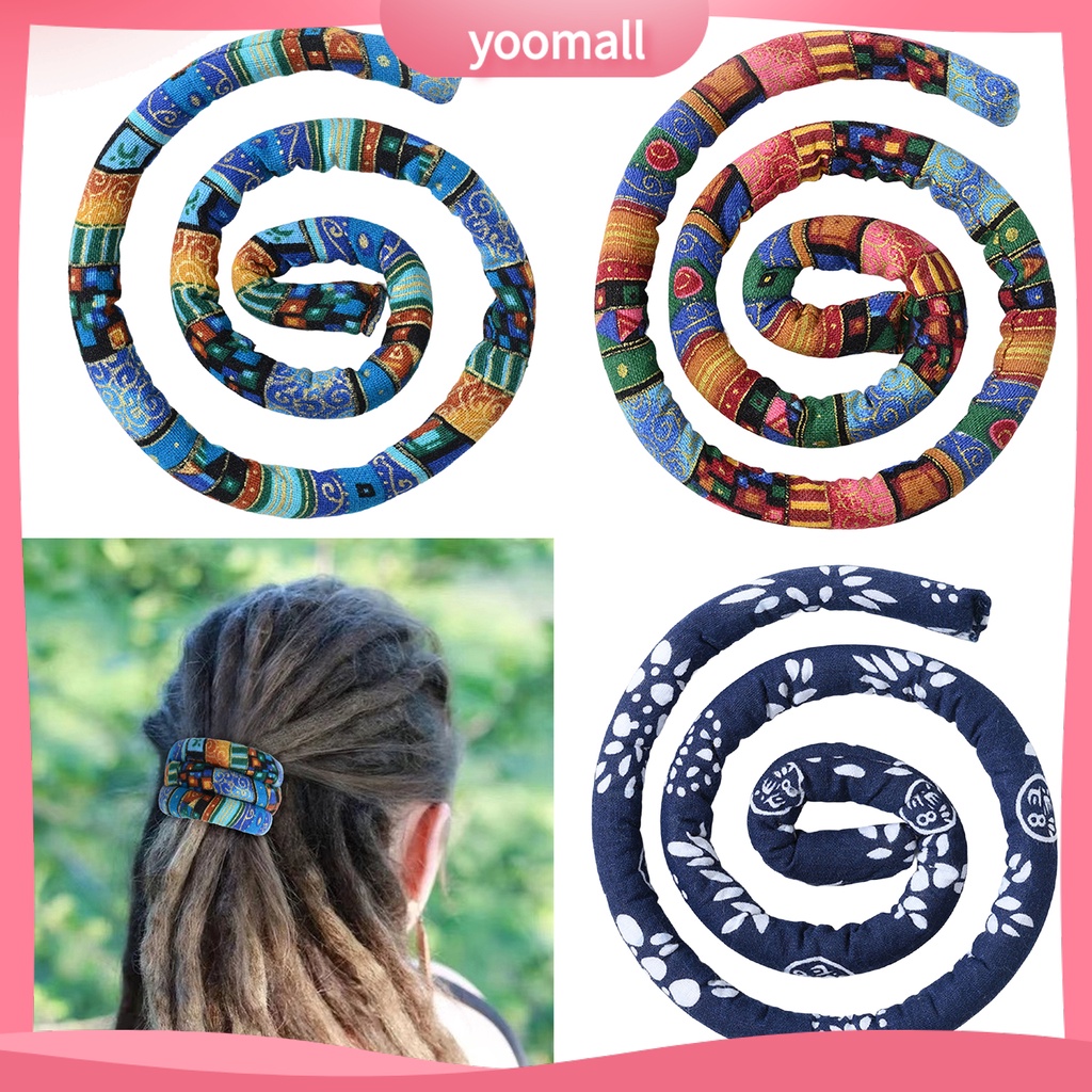 Giá Đỡ Dây Buộc Tóc Đuôi Ngựa Bằng Dây Sắt Linh Hoạt In Họa Tiết Thổ Cẩm Cổ Điển