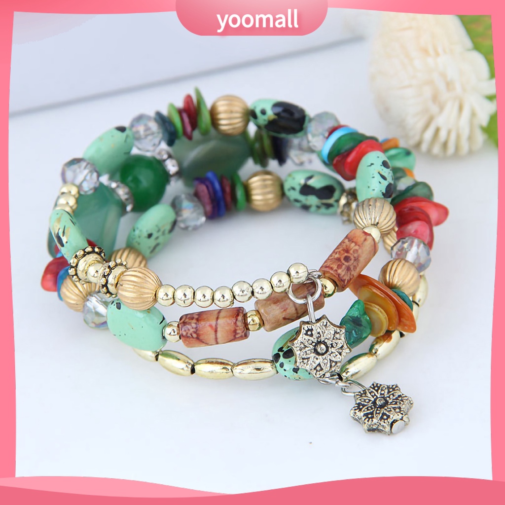 [YM] Vòng Tay Hạt Ngọc Lam Giả Pha Lê Phong Cách Vintage Dành Cho Nữ Sinh Mặc Hàng Ngày