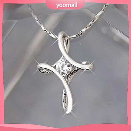 Vòng cổ Mặt Chữ Thập Đính Đá Lấp Lánh Thanh Lịch Cho Cô Dâu