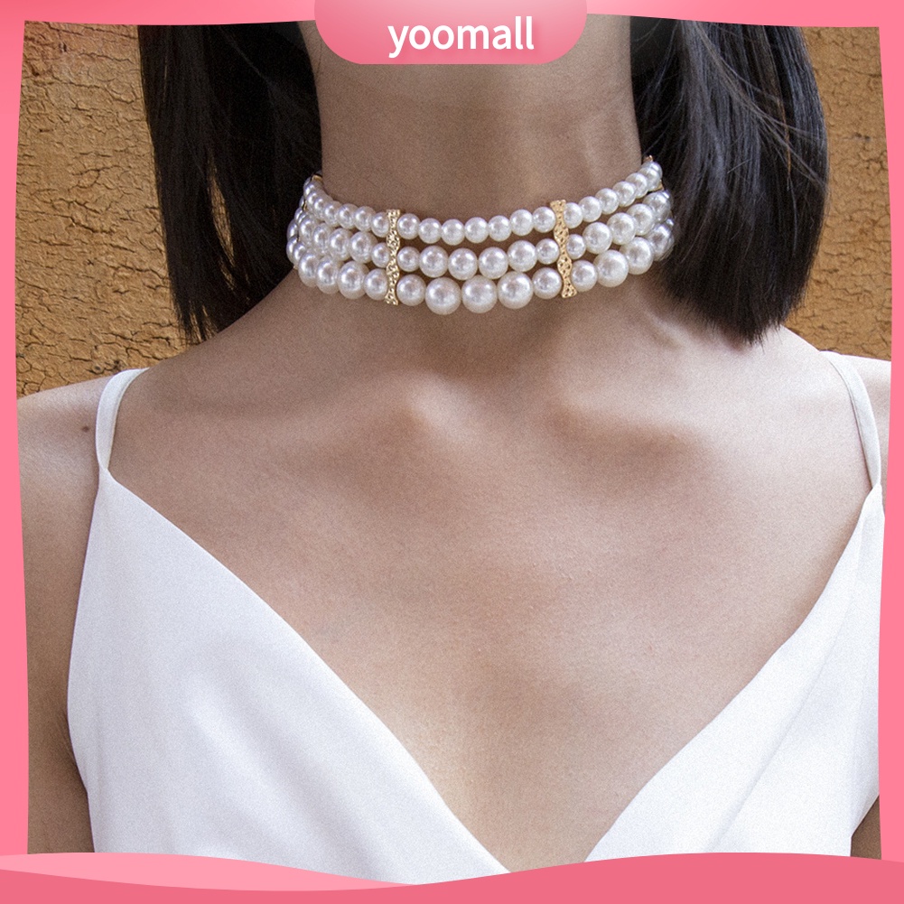 Vòng cổ Nhiều Lớp Đính Ngọc Trai Nhân Tạo Thời Trang Dành Cho Nữ