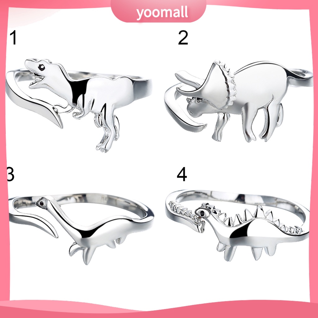 Nhẫn Hở Hình Khủng Long Bằng Kim Loại Thân Thiện Với Da Dễ Thương Có Thể Điều Chỉnh