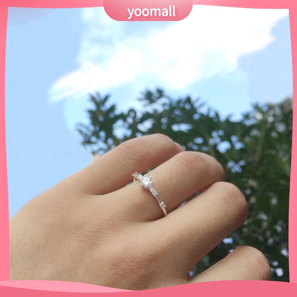 Nhẫn Đính Hôn Mỏng Đính Đá Thời Trang Dành Cho Nữ