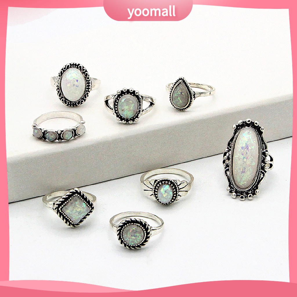 Set 8 Nhẫn Đeo Khớp Ngón Tay Nhiều Màu Sắc Thời Trang