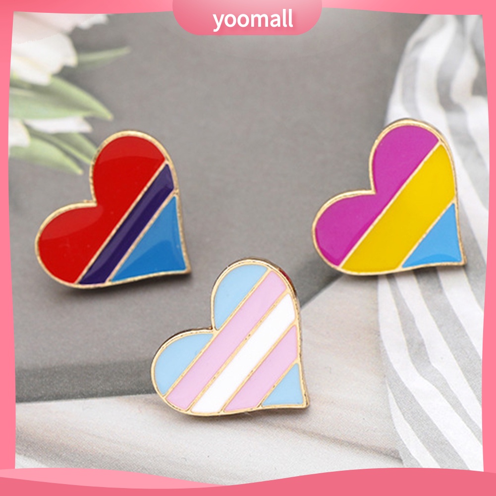 Ghim Cài Áo Hình Trái Tim Màu Cầu Vồng Dễ Thương