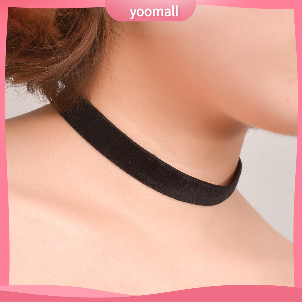 Vòng Cổ Choker Dây Nhung Mềm Màu Trơn Phong Cách Gothic Cho Nữ
