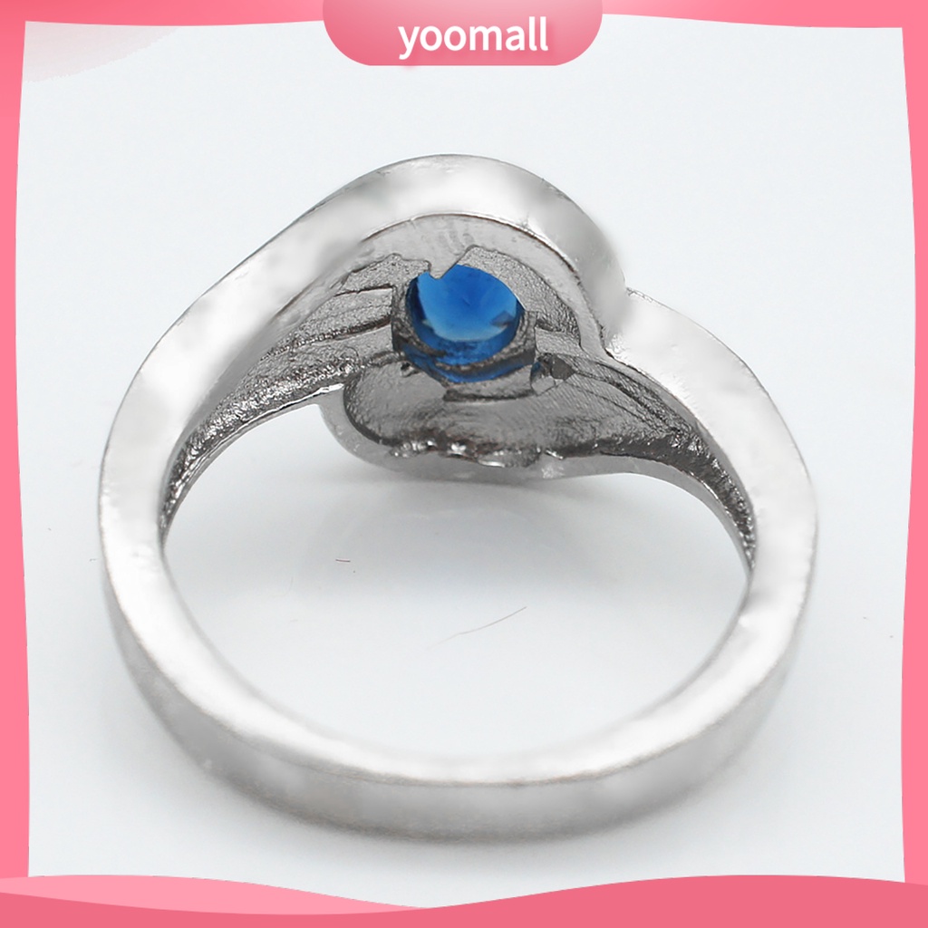 Nhẫn Hợp Kim Đính Đá Xanh Chống Trầy Xước Thanh Lịch