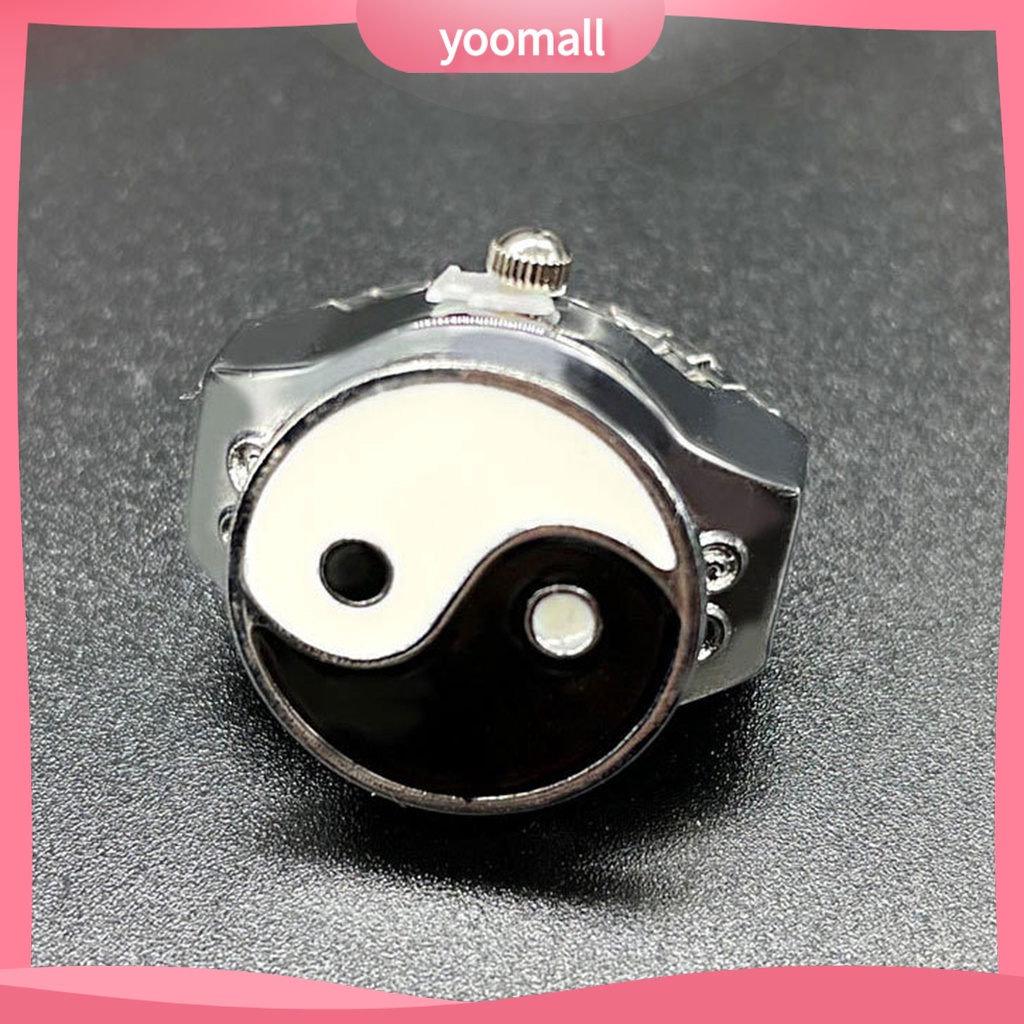 Nhẫn Đồng Hồ Đeo Tay Mặt Tròn Chạm Khắc Hình Thái Cực Quyền Phong Cách Cổ Điển Thời Trang Cho Nam Và Nữ