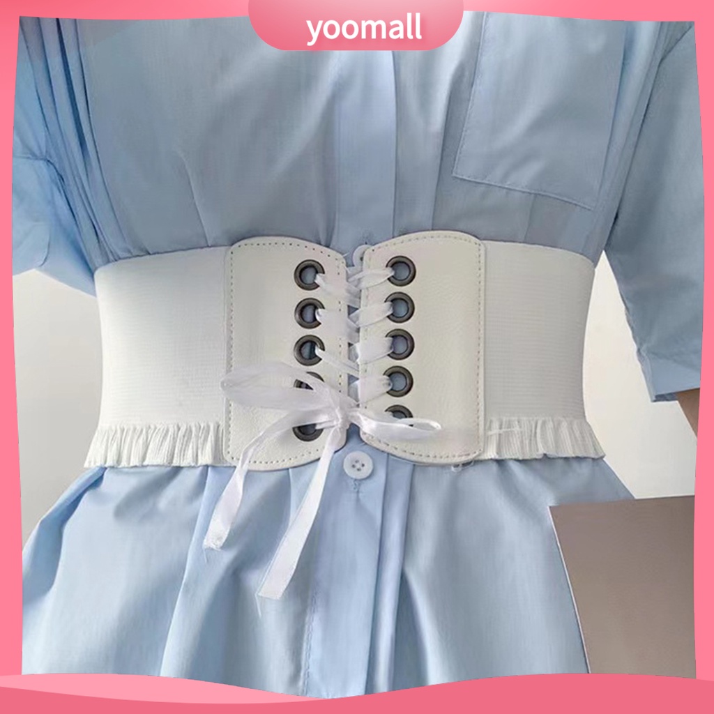 Thắt Lưng Giả Da Phối Bèo Độ Co Giãn Cao Phong Cách Retro Thời Trang Cho Nữ