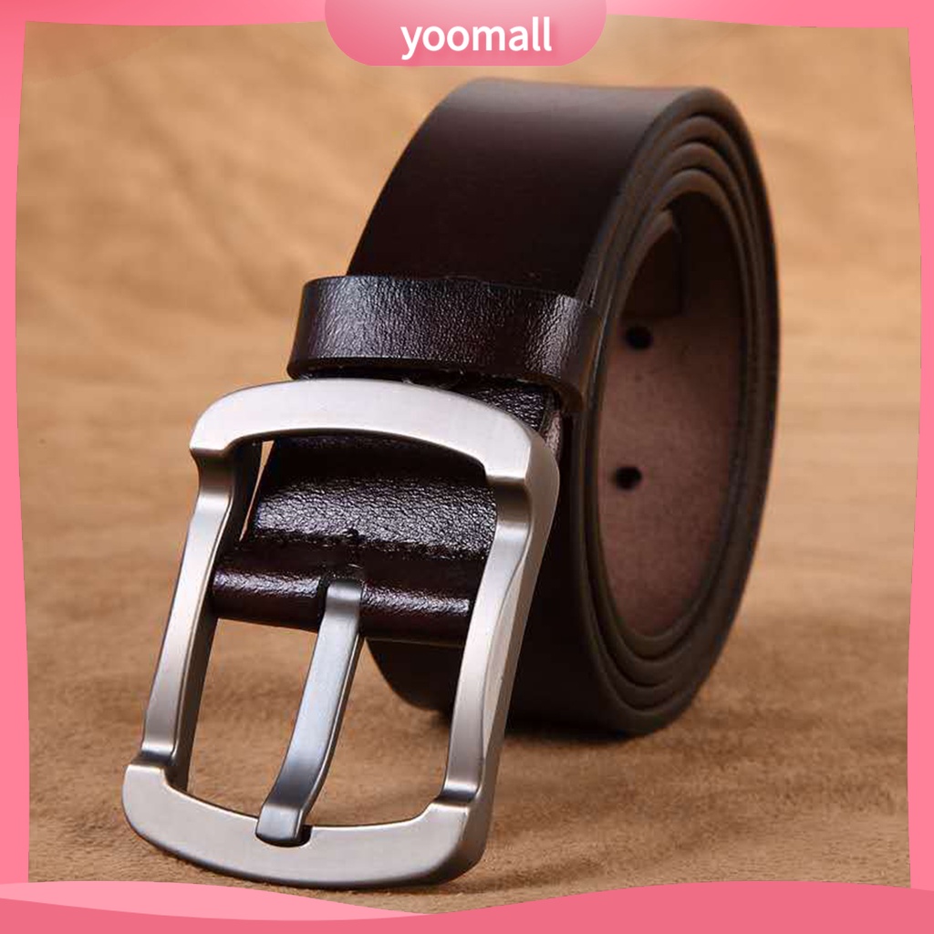 Thắt Lưng Giả Da Dày Màu Trơn Chống Vỡ Phong Cách Vintage Cho Nam