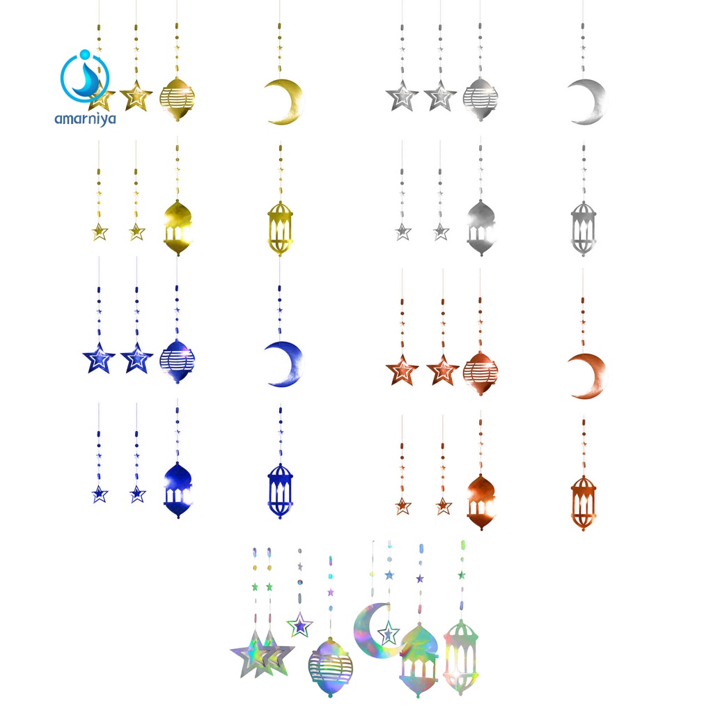 1 Bộ Cờ Treo Tường Không Phai Hình Trăng Sao Lấp Lánh