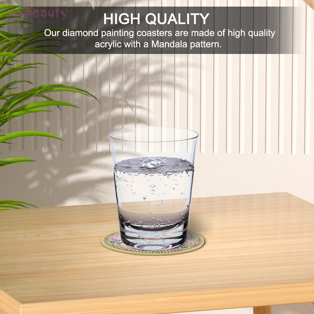 Bộ 6 Tấm Lót Ly Có Giá Đỡ Họa Tiết Mandala Độc Đáo DIY